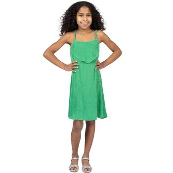 24sevenkid Girls Shimmery Spaghetti Strap Knee Length Dress