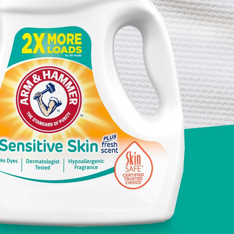 Arm &#38; Hammer Liquid Laundry Detergent for Sensitive Skin plus Skin-Friendly Fresh Scent - 105 fl oz, 5 of 10