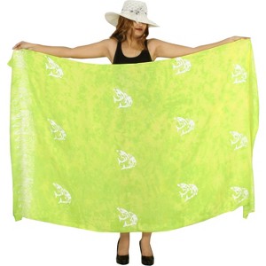 LA LEELA Women's Beach Wrap Bikini Swimwear Cover up Bathing suit Summer Wraps Swimsuit Sarong Skirts for Women One Size Green, Fish - 1 of 4