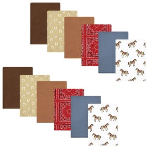 Hudson Baby Infant Boy Cotton Flannel Burp Cloths Bundle, Cowboy, One Size - 1 of 4