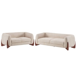Christopher Knight Home Lucy Modern Upholstered 3 Seater and 2 Seater Combined Sofa Set Almond - 1 of 4