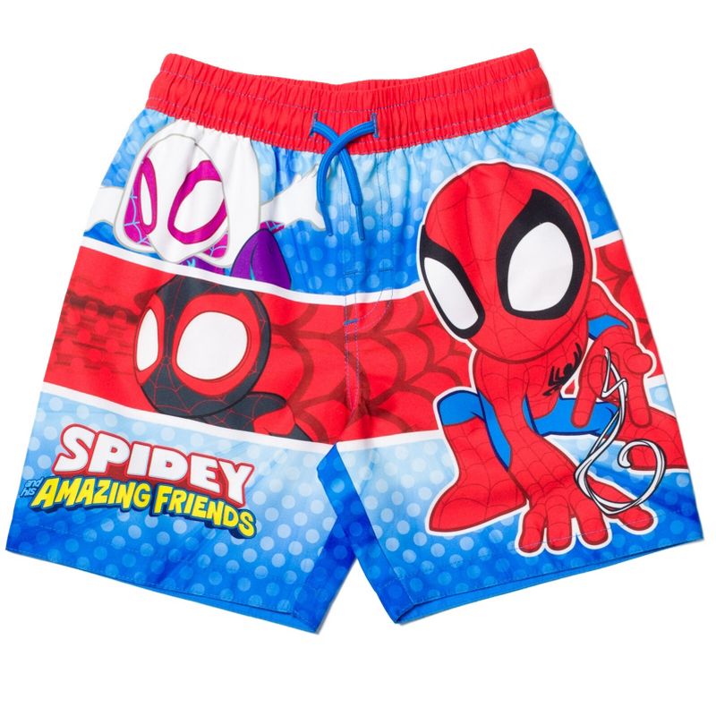 Marvel Spider-Man Avengers Spidey and His Amazing Friends UPF 50+ Swim Trunks Toddler to Big Kid, 1 of 6