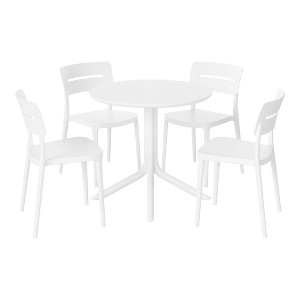 WestinTrends Playa Modern 5-Piece Resin Round Patio Dining Table Set with Stackable Patio Dining Chairs - 1 of 4