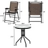 Tangkula 3 PCS Furniture Set Patio Garden Courtyard Table Folding Chairs Glass Table Top - 4 of 4