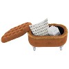 Gulches Orange Faux Fur Storage Bench - Modern Pleated Design with Safety Hinge, Large Storage & Metal Feet, Versatile as Footstool - 4 of 4