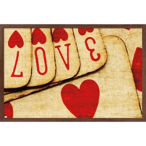 Trends International Tom Quartermaine - Playing Cards with Love Framed Wall Poster Prints - 1 of 4