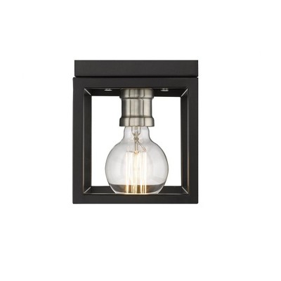 Matte Black & Brushed Nickel Bold Square Flush Mount Light