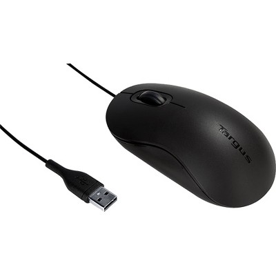 Targus AMU81USZ Full-Size Mouse - Optical - Cable - Matte Black - USB - 1000 dpi - Scroll Wheel - 3 Button(s) - Symmetrical