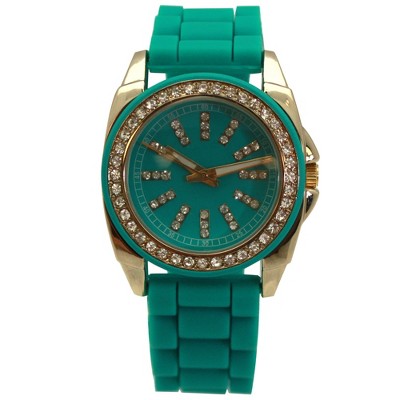 Olivia Pratt Bright Silicone Band with Rhinestones Numeral Women Watch