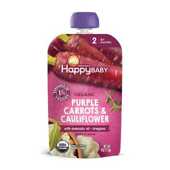 HappyBaby Organics Stage 2 Purple Carrots & Cauliflower with Avocado Oil & Oregano Baby Food Pouch - 4oz