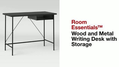 Wood And Metal Writing Desk With Storage - Room Essentials™ : Target