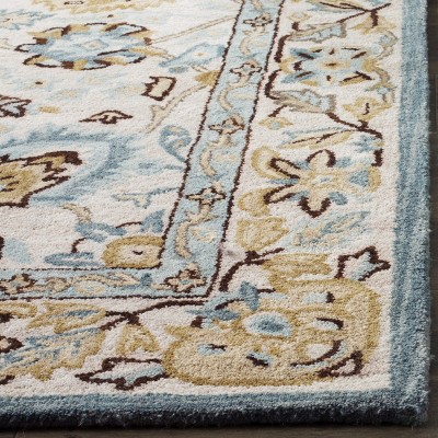 Peacock Blue Hand-Tufted Wool Rectangular Area Rug