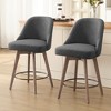 Bekrvio 26" Counter Height Swivel Bar Stools Set of 1/2/3/4–Mid-Century Barstools with Backs, Linen Upholstered & Wood Legs, for Kitchen Island - 3 of 4