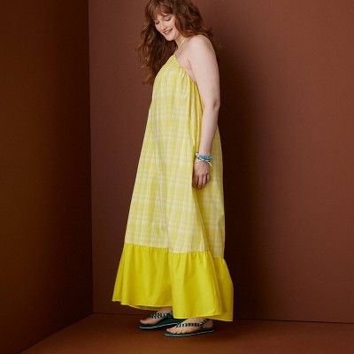 Женские платья Rosie Assoulin x Target Women's Halter Flounce Gingham Maxi Dress - Rosie Assoulin x Target Yellow XS — фото 4