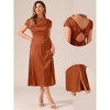 Allegra K Women's Satin Cowl Neck Cap Sleeve Backless Twist Split Midi Cocktail Dress - 2 of 4