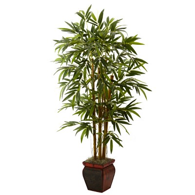 Nearly Natural 5.5 ft Green Bamboo with Decorative Planter
