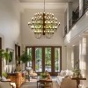Baoure Black Farmhouse Candle Chandelier Round Rustic Modern Light Fixture High Ceiling Chandeliers 90 Light 59in for Living Room Dining Room Foyer - 3 of 4