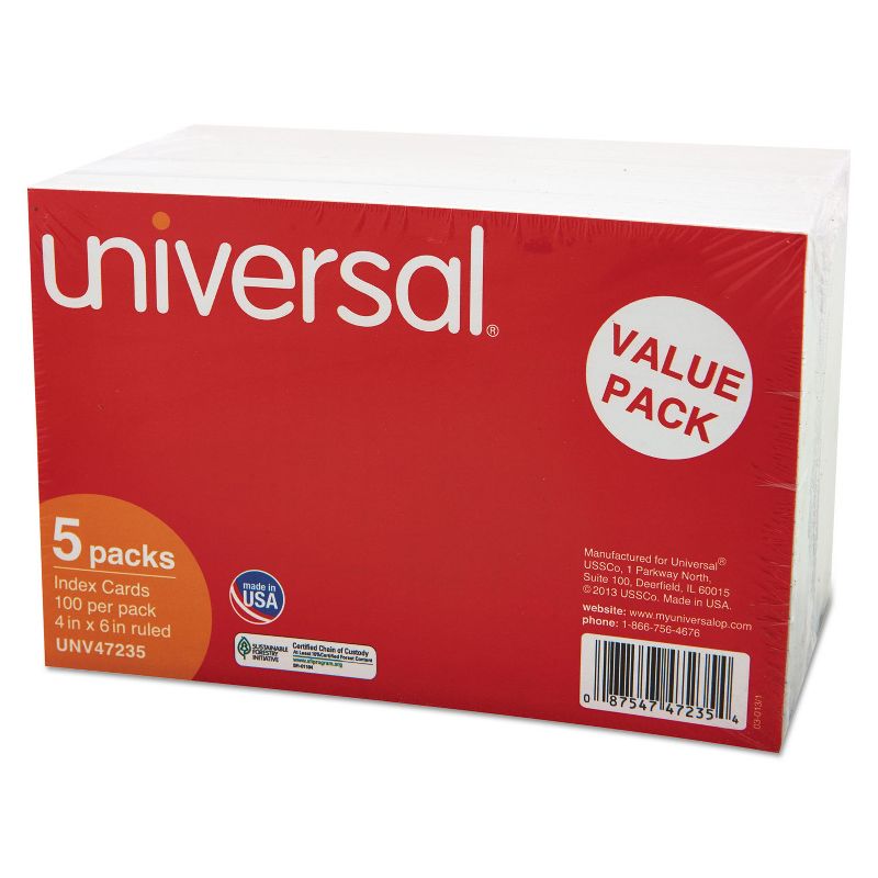 UNIVERSAL Ruled Index Cards 4 x 6 White 500/Pack 47235, 2 of 7