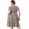 Agnes Orinda Women's Plus Size Floral Printed V neck Empire Waist Flared Casual Midi Dresses - 4 of 4