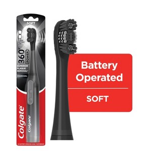 Colgate 360 Charcoal Battery Powered Toothbrush Soft - 1ct - 1 of 4