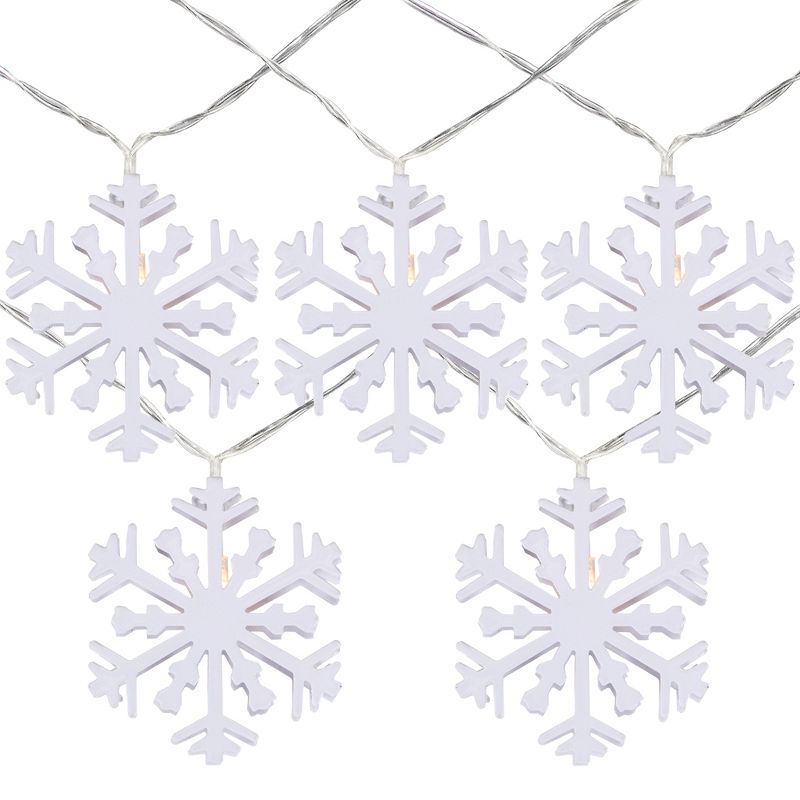 Northlight 10 B/O White Snowflake LED Candlelight Clear Christmas Lights - 4 ft Clear Wire, 1 of 8