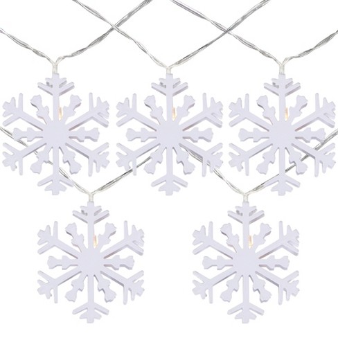 Northlight 10 B/O White Snowflake LED Candlelight Clear Christmas Lights - 4 ft Clear Wire - image 1 of 4