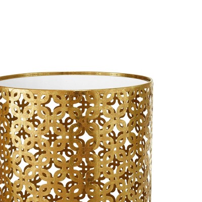 Set of 2 Gold Round Metal Mirrored Nested Tables