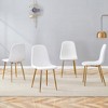 Gulches White Gold PU Leather High Resilience Integrated Molding Cross Reinforcement Easy Assembly Metal Leg Dining Chair Set of 4 - 4 of 4