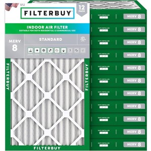 Filterbuy 17.25x35.25x2 Air Filter (12-Pack), Pleated MERV 8 Dust Defense Replacement HVAC AC Furnace Filters (Actual Size: 17.25 x 35.25 x 1.75) - 1 of 4