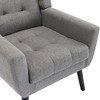 Kumasinova Modern Linen Blend Accent Chair, Ergonomic Living Room Chair, Padded Seat & Curved Arms, Comfy Armchair with Black Legs, Single Sofa Chair - 3 of 4