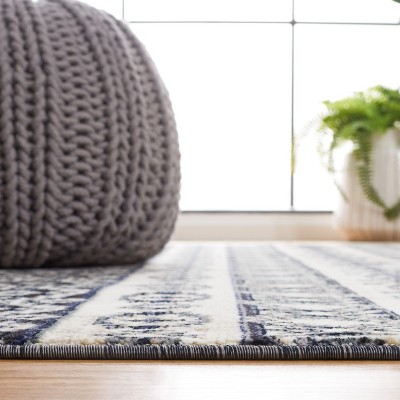 Ivory and Black Hand-Knotted Rectangular Area Rug