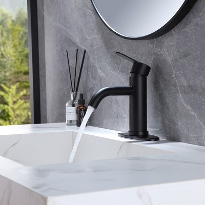 Matte Black Stainless Steel Single-Handle Bathroom Faucet