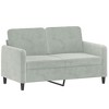vidaXL Light Gray Velvet 2-Piece Sofa Set - Modern Comfortable Couch and Loveseat with Thick Padding and Sturdy Frame” - 2 of 4