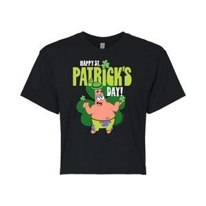 Women's - SpongeBob SquarePants - Happy St. Patricks Day Cropped Graphic T-Shirt - 1 of 4