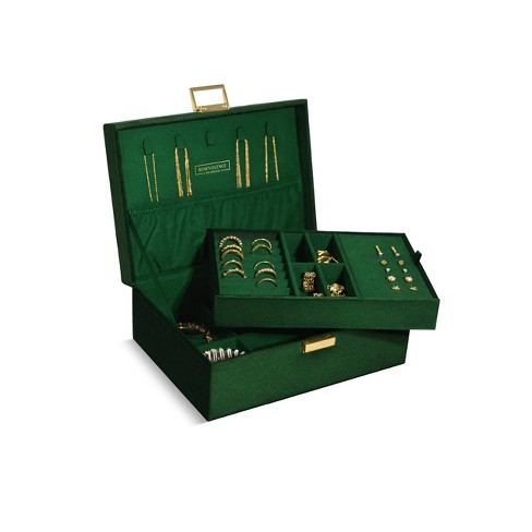 Juvale Velvet Jewelry Box Organizer - Lockable 2 Layer Travel Case,  Earrings Storage With Removable Tray For Women, Men (green) : Target