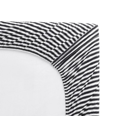 Full White and Black Cotton Percale Stripe Sheet Set