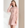 Allegra K Women's Floral Mock Neck Tie Waist Ruffle Shift Chiffon Dress - 2 of 4