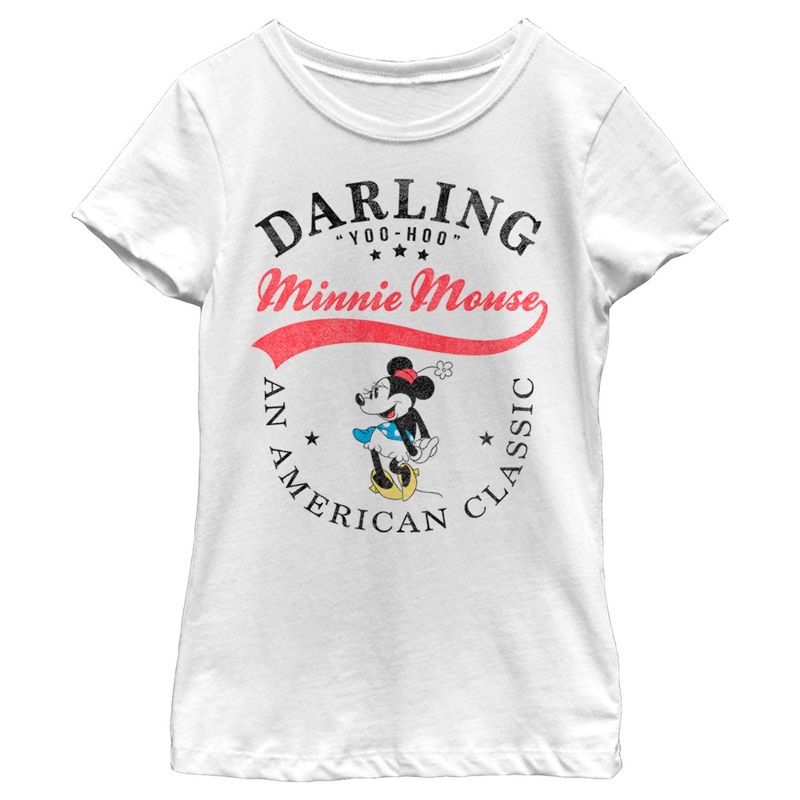 Girl's Disney Minnie Mouse Darling Yoo Hoo T-Shirt, 1 of 5