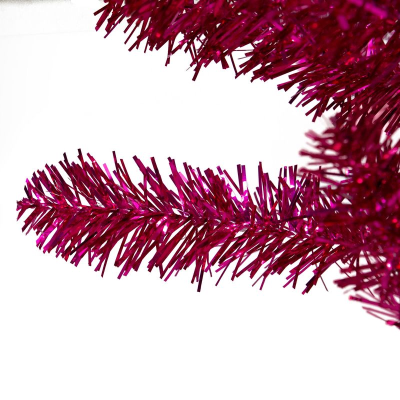 Northlight Metallic Tinsel Artificial Christmas Tree - 7' - Dark Pink - Unlit, 3 of 7