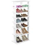 Costway Patented Wooden Shoes Storage Stand 7 Tiers Big Shoe Rack Organizer Multi-Shoe Rack