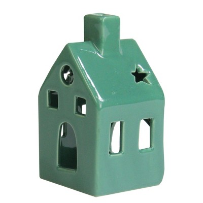 Northlight 4.25" Green Tea Light House Mini Flameless Christmas Candle Holder