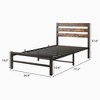 Twin Size Platform Bed Frame with Rustic Vintage Wood Headboard, Strong Metal Slats Support Mattress Foundation, No Box Spring Needed Rustic Brown - 4 of 4