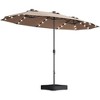 Akoasm 181 in. W Large Double-Sided Rectangular Outdoor Double-Courtyard Market Parasol with Base-Beige - 2 of 4