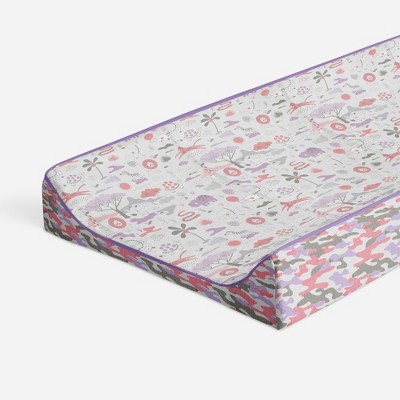 Bacati - Jungle Safari Lilac/Coral Muslin Quilted Changing Pad Cover