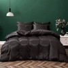 5 Piece Satin Duvet Cover King Set, Luxury Black Bedding with Zipper, 1 Duvet+ 4 Pillow Cases - 4 of 4