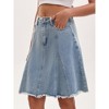 INSPIRE CHIC Women's Denim High Waist Flared Raw Hem with Pockets Casual A Line Jean Skirts - 2 of 4