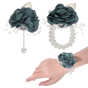 Unique Bargains Artificial Rose Flower Sophisticated Timeless Design Wrist Corsage Set - 1 of 4