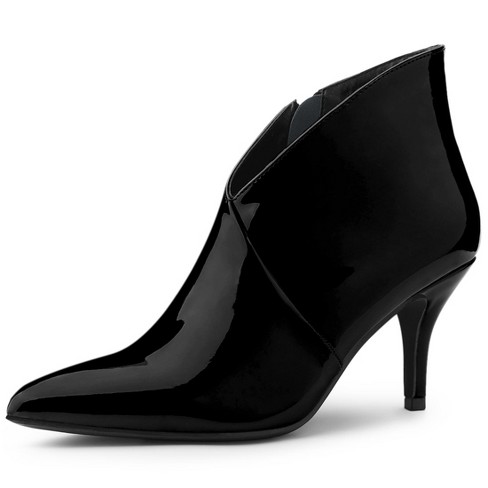 Allegra K Women's V Shape Pointed Toe Side Zipper Stiletto Heel Ankle Boots - image 1 of 4