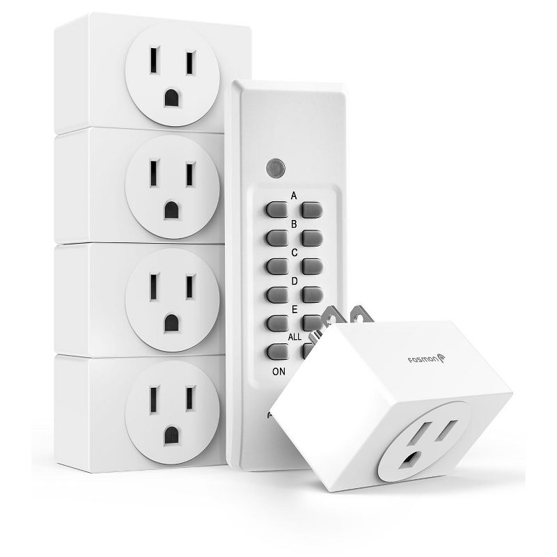 Fosmon WavePoint Wireless Remote Control Outlet Switch with 5 Outlets Plugs + 2 Remote Controls, ETL Listed - White, 2 of 9