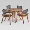 Chaucer 5pc Acacia and Mesh Dining Set - Teak/Black - Christopher Knight Home: Weather-Resistant, Square Table - 2 of 4